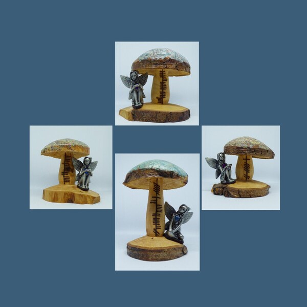 Celtic Wooden mushrooms with fairy