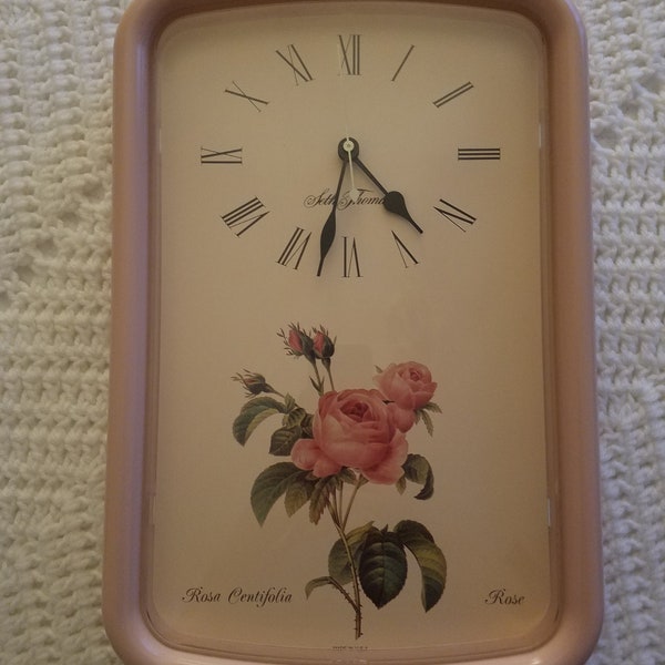 Vintage Pink Seth Thomas Rosa Centifolia clock USA