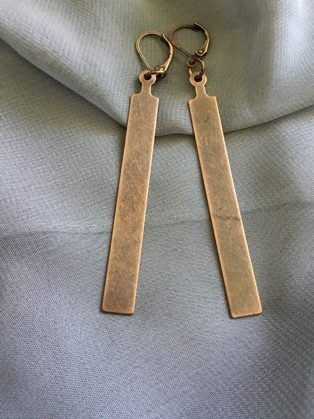 Long Antique Copper Bar Earrings Handmade Antique Copper Etsy