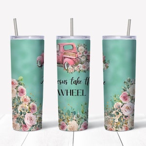 Tumbler l Jesus Takes  the Wheel  20 oz Tumbler religious tumbler l BPA reusable straw
