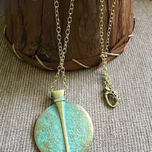 Verdigris Patina Vintage Pendant Necklace