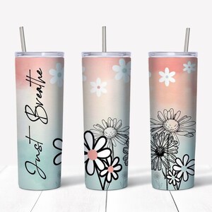 Just Breathe Tumbler 20 oz Tumbler BPA free straw Reusable Straw and straw cleaning brush