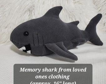 Memory shark made from loved ones clothing memory shark from clothing memorial shark for clothing memories keepsake shark