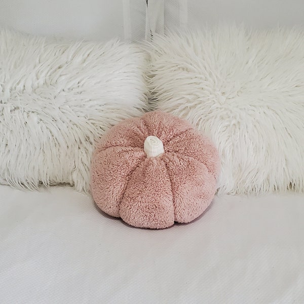 Pink faux fur pumpkin with ivory stems