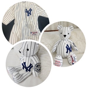 Memory bear from clothing memorial teddy bear from baseball shirt bear memory teddy bear made with loved ones clothing