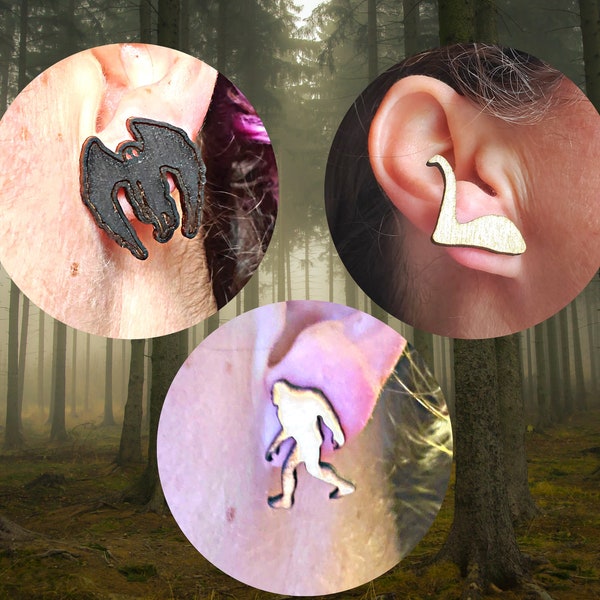 SALE! Cryptid Earrings-Bigfoot, Nessie, and Mothman!