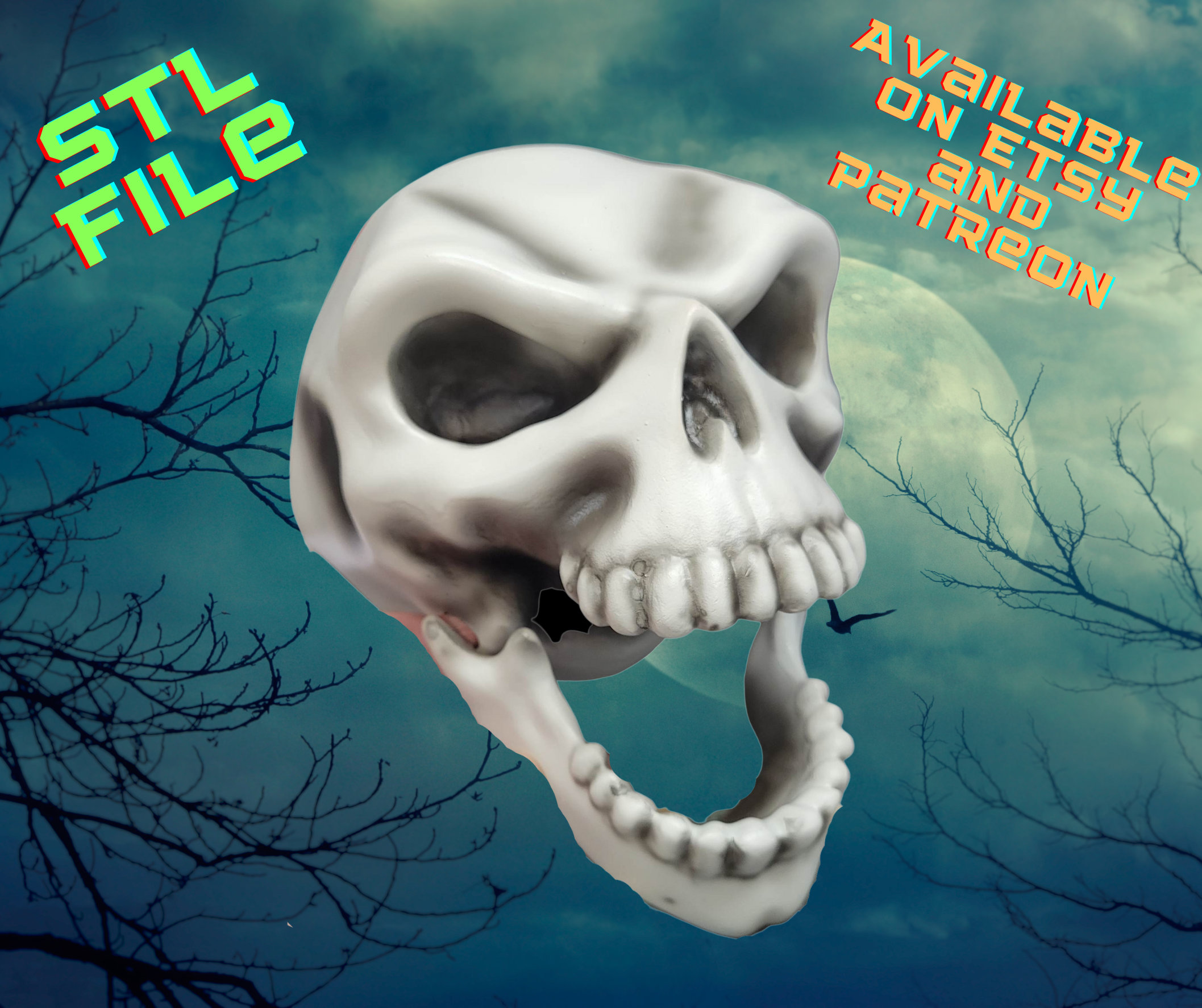 STL FILE ONLY Moveable Jaw Skull for 3d Printing - Etsy