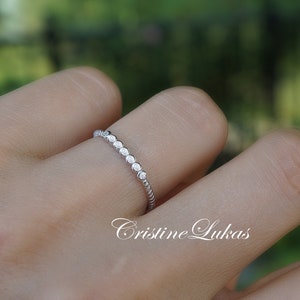 Sterling Silver Dainty Stackable Ring with Twist Rope Band, Can be Stacked With Engagement Ring, Cross Ring. Also, in Rose or Yellow Gold.