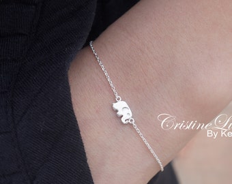 Baby Elephant Charm Bracelet in Sterling Silver, Yellow or Rose, Protective Amulet Jewelry, Good Luck Bracelet For Woman.