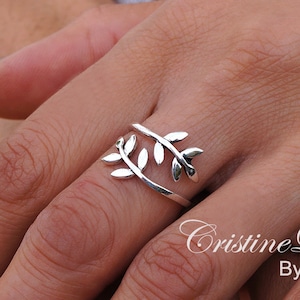 Sterling Silver Olive Branch Ring- Tree Branch Ring - Double Wrap Ring - Olive Branch Vine Ring