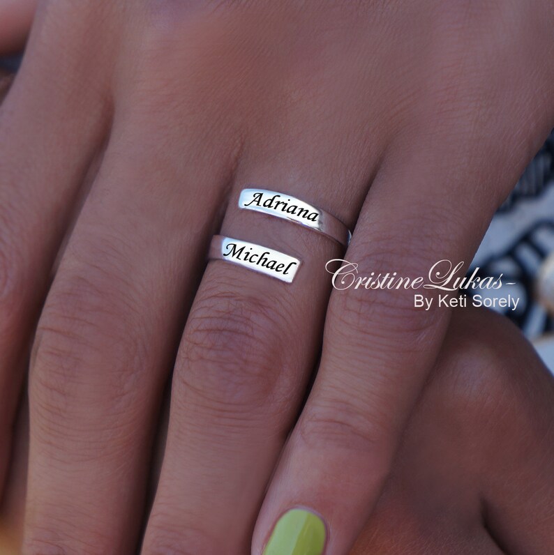 Engraved Names Ring Double Wrap Ring With Personalized Etsy