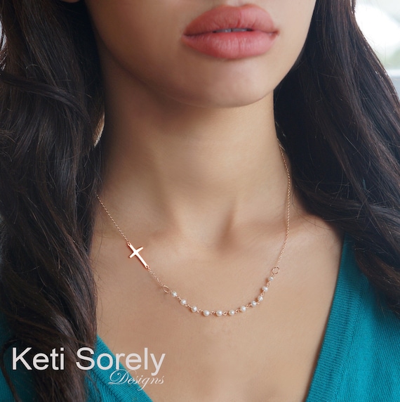 Sideways cross necklace etsy best sale