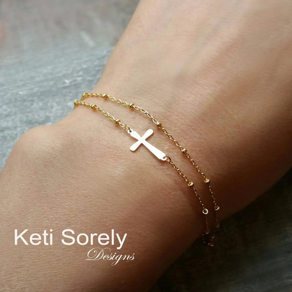 Beaded sideways cross sale bracelet