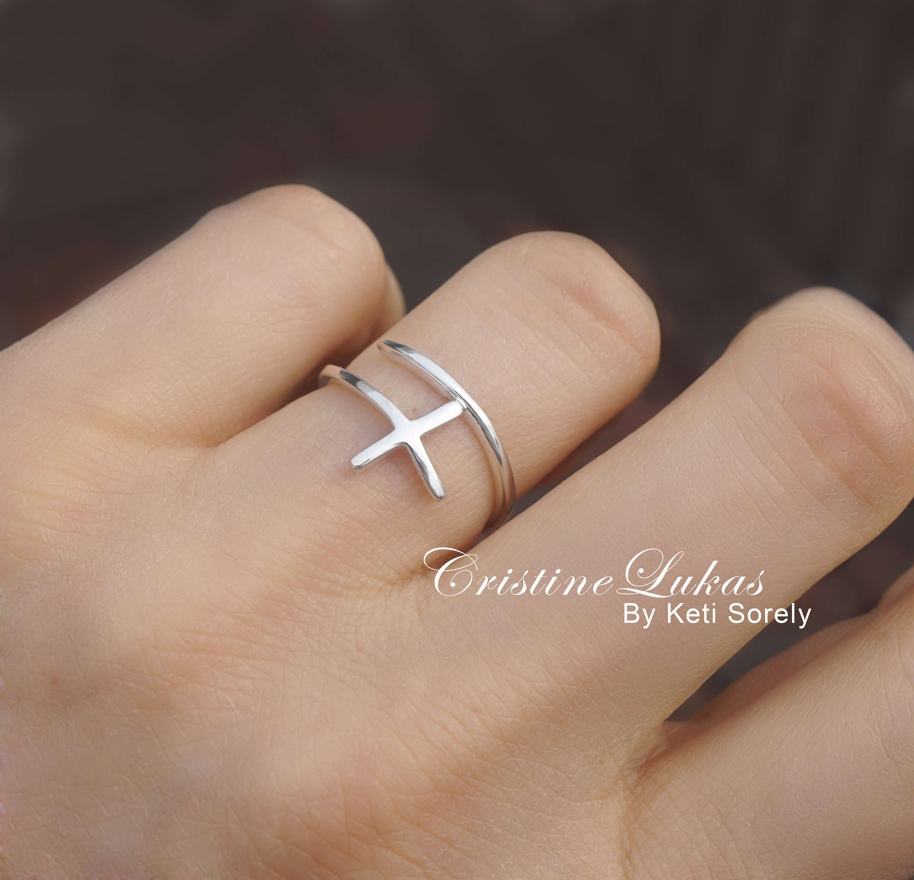 10K, 14K or 18K Gold Double Wrap Cross Ring - Bypass Cross