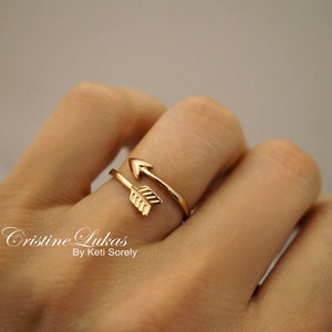 Sideways Arrow Ring Celebrity Style Double Wrap Arrow Ring Adjustable Ring Midi Ring Sterling Silver, Yellow or Rose Gold image 3