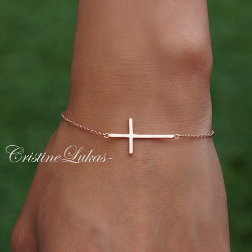 Sideways Cross Bracelet in Sterling 