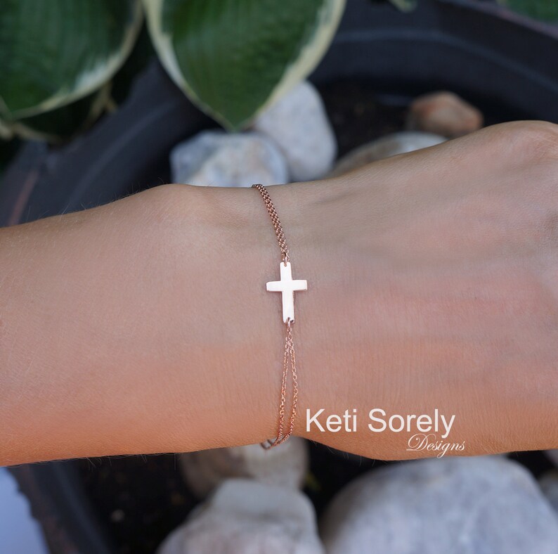 10K 14K or 18K Solid Gold Solid Gold Cross Bracelet or Anklet Etsy