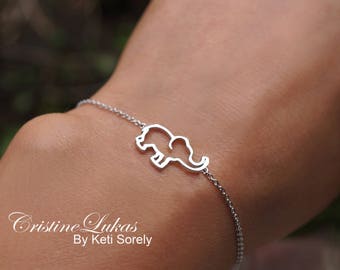 Elephant Bracelet Or Anklet in Sterling Silver, Yellow or Rose Gold - Baby Elephant Charm, Good Luck Bracelet, Amulet Jewelry.