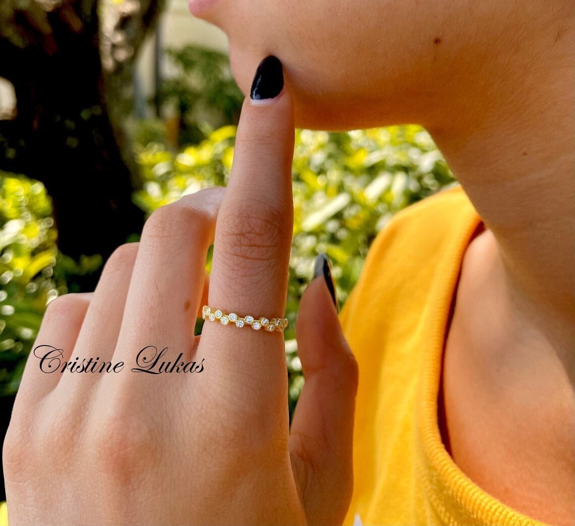 Nuance Dainty Crystal Bar Ring