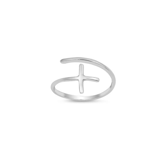 Sterling Silver Double Wrap Cross Ring - Bypass Cross Ring