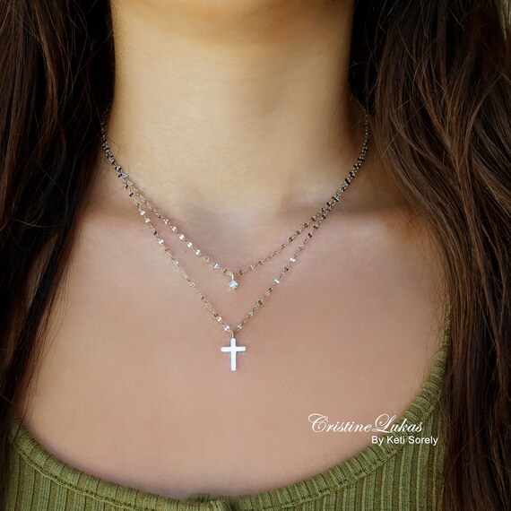 Layered Cross Necklace With Your 