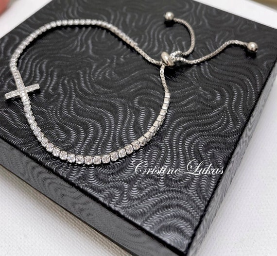 Sterling Silver CZ Anchor Friendship Bolo Bracelet Sterling Silver CZ Anchor Friendship Bolo Bracelet