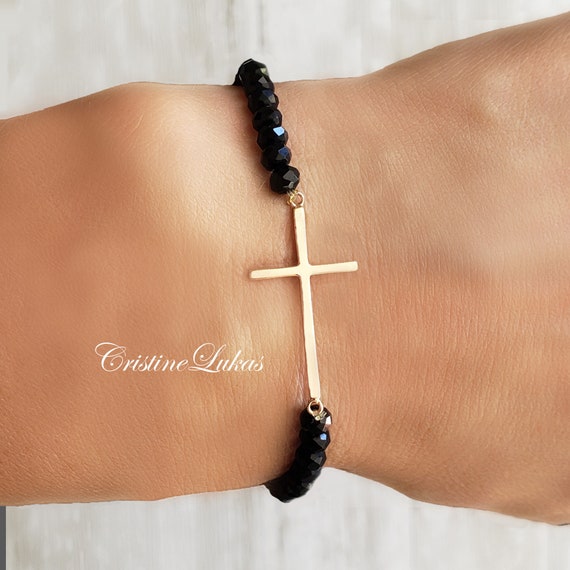 Beaded sideways cross on sale bracelet