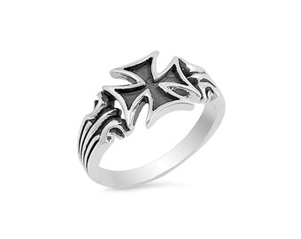 SALE!! Maltese Cross Ring in Sterling Silver, Unisex Ring for Man or Woman,  Religious Ring for Man or Woman