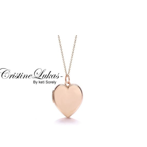 Engravable Rose Gold Heart Locket Necklace Customize It With Your Photos  Sterling Silver with 14k Rose Gold Overlay