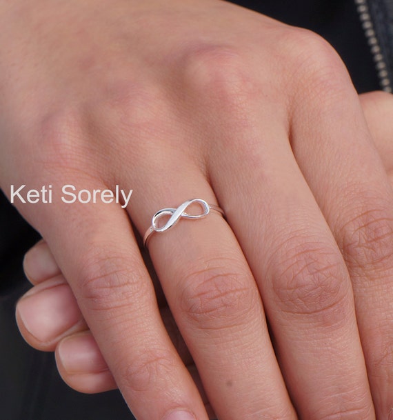 Solid Gold Infinity Ring Crafted From Yellow Rose or White Gold