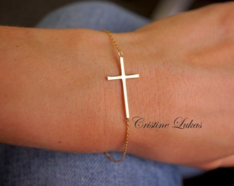 Sideways Cross Bracelet in Sterling 