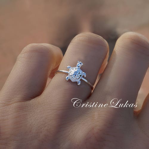 Sterling Silver Turtle Ring Baby Turtle 
