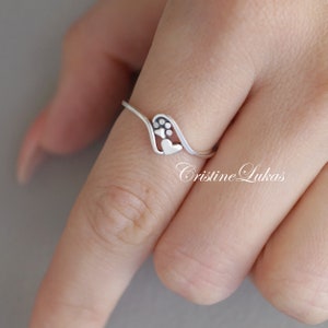 10K, 14K or 18K Solid Gold Dog Paw Print Ring, Forever In My Heart Ring, Animal Print in Yellow, Rose or White Gold, Engrave Initial.