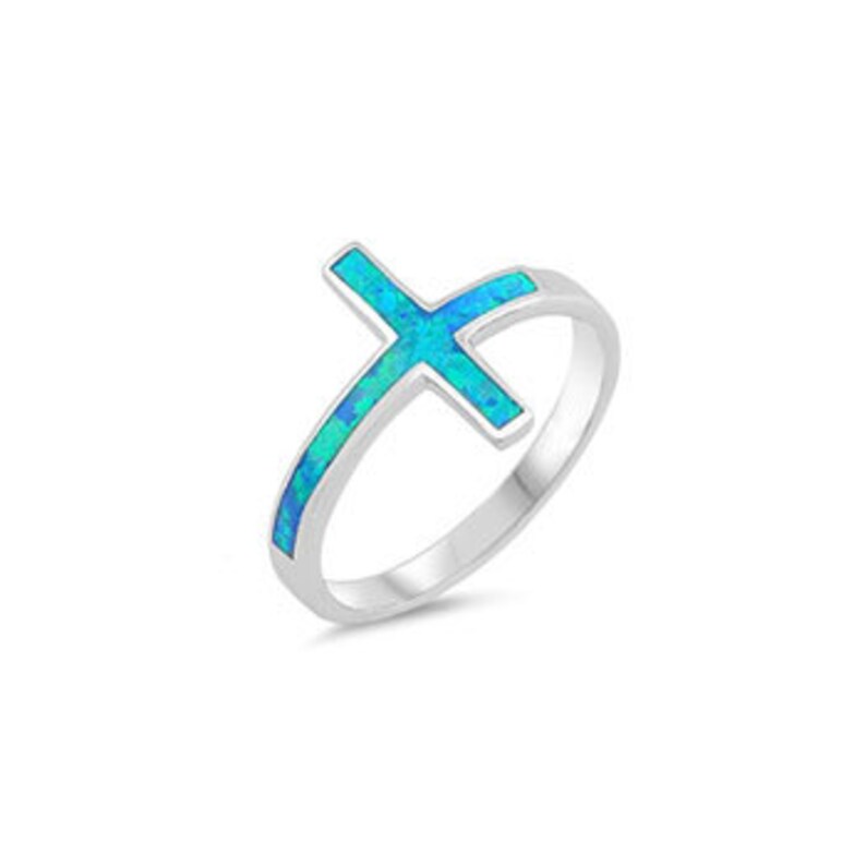 Sideways Cross Ring With Fire Opal Crafted in Sterling Silver for ...