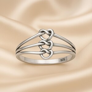 10K, 14K or 18K Solid Gold Mini Love Knots Ring, Infinity Ring With Heart Shape Knots, Eternal Love & Promise in Yellow, Rose or White Gold.