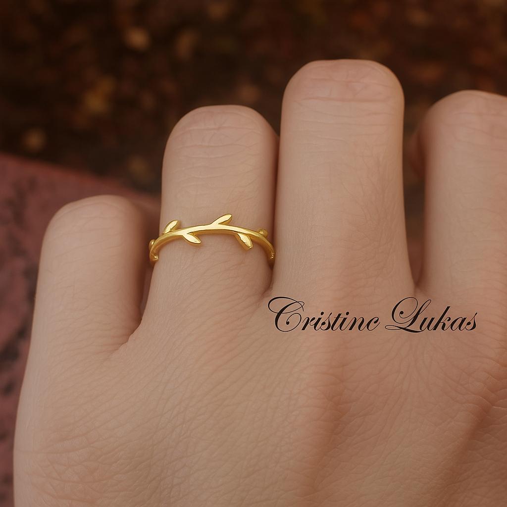 Sterling Silver Olive Branch Ring, Stacking Leafy Ring for Woman or Girl  For Peace, Hope, Abundance, and Meaningful Gift for