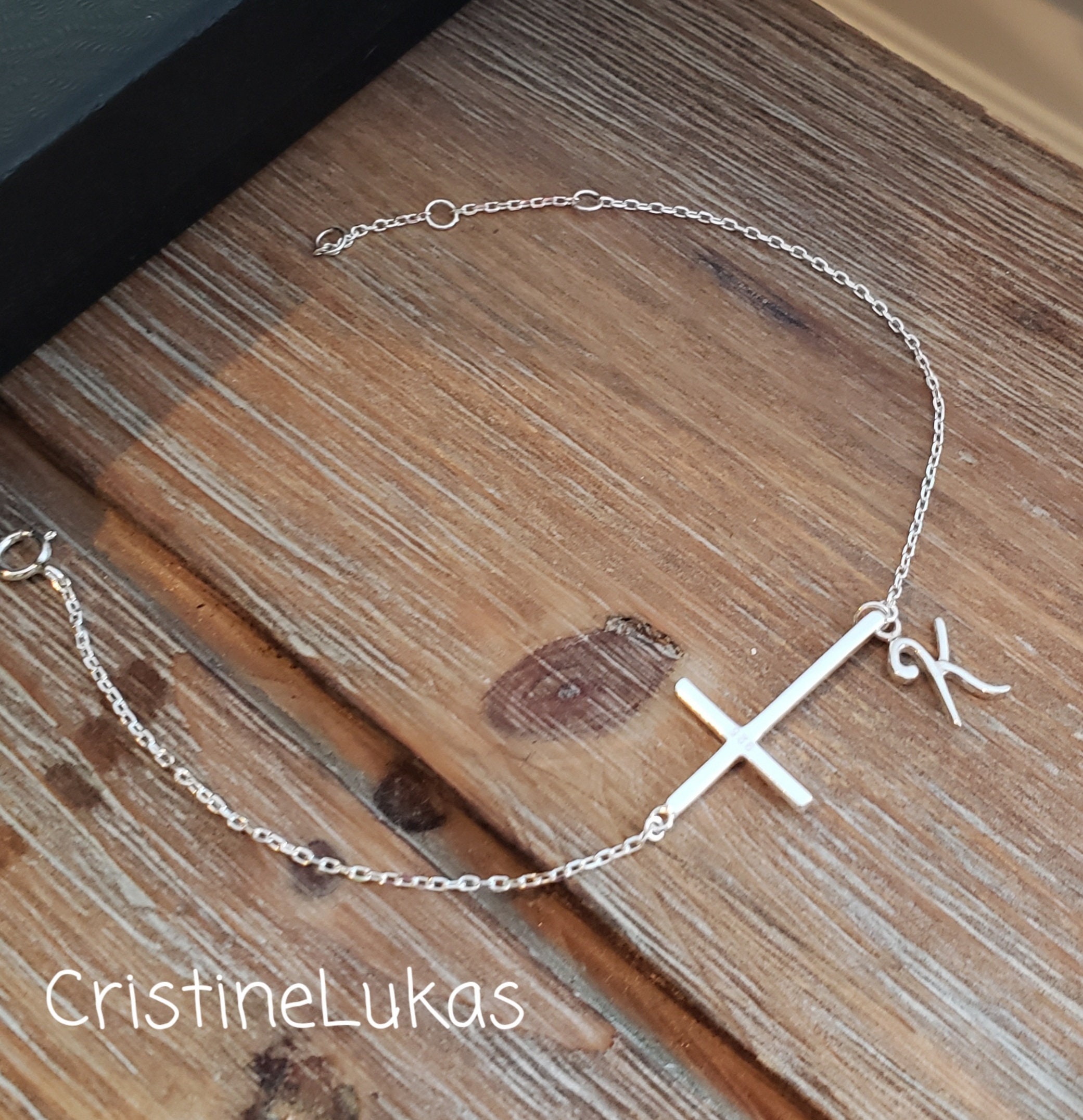 Sideways cross bracelet sterling silver deals