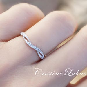 Twisted Infinity Engagement Band Ring With Clear CZ Stones, Eternity Band, Promise Ring For Woman