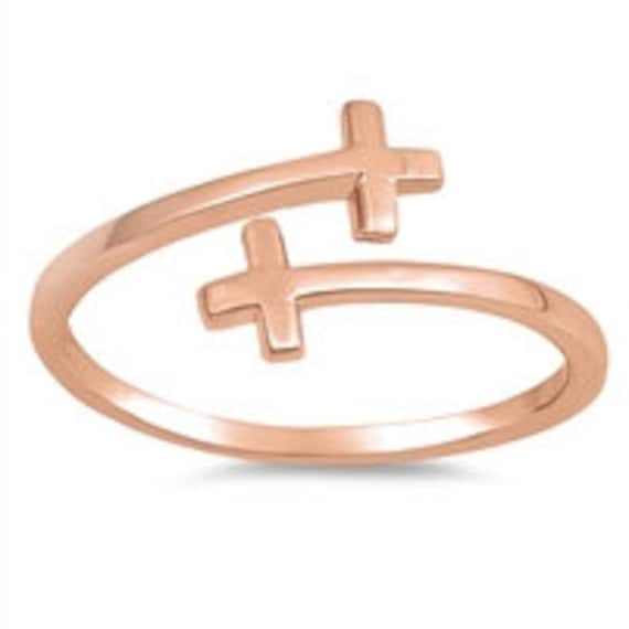 Mini Double Wrap Sideways Cross Rings, By-pass Crosses in