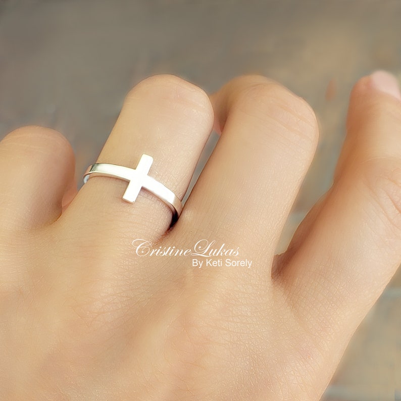 Celebrity Style Sideways Cross Ring Made From Sterling Silver - Etsy