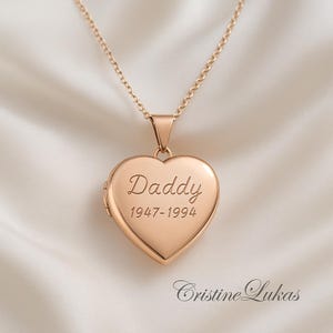 Engravable Heart Locket Necklace - Personalize it W/ Your Photos, Engrave Your Date, Name, Initials or Message -Silver, Yellow or Rose Gold