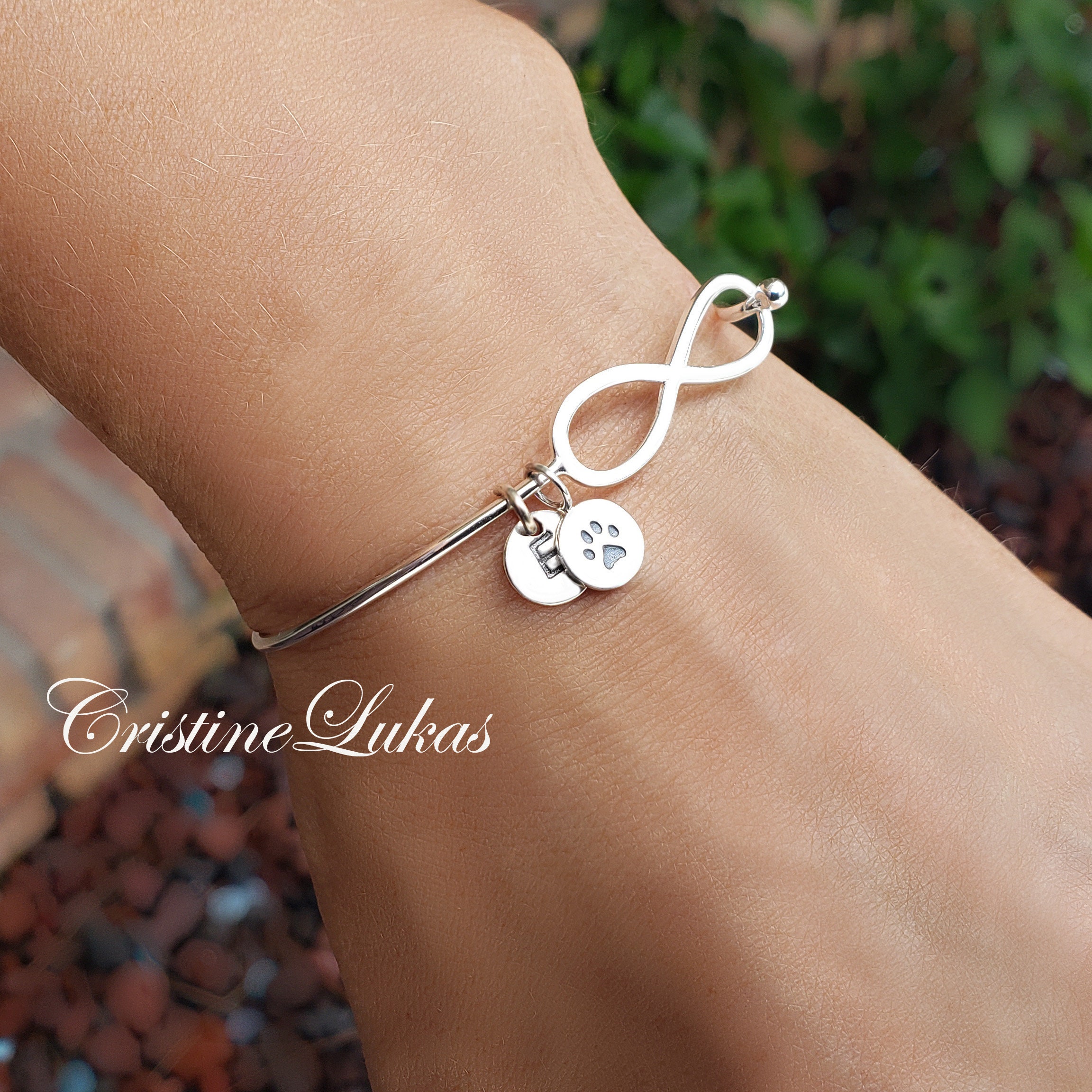 Classic Infinity Bangle Paw Print 