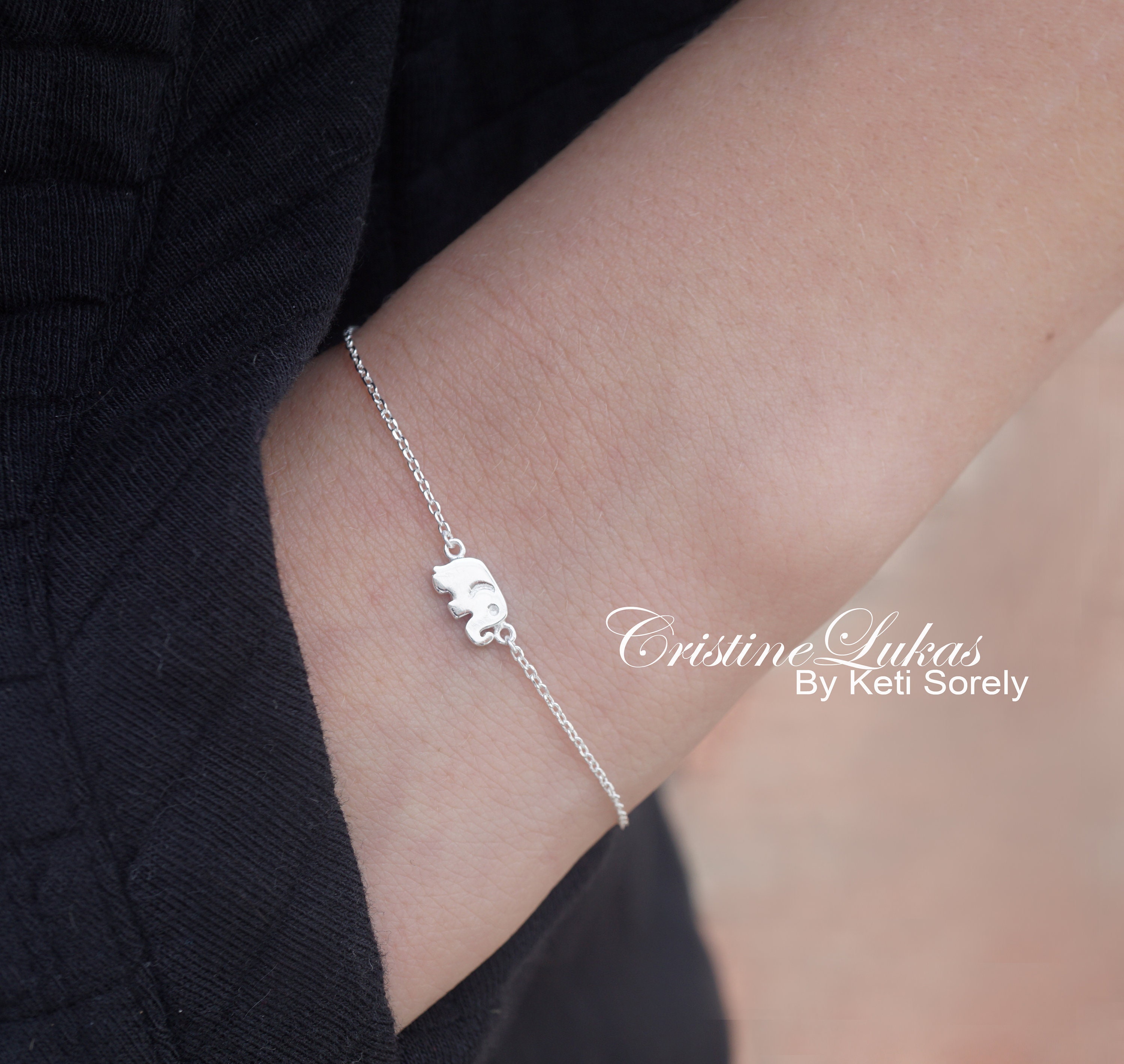 Dainty Elephant Charm Bracelet 10K 14K 