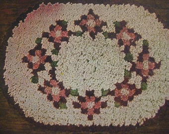 Vintage Tufted Fluff Rug Pattern 3 Designs 1950&#39;s Floor Throw Rug Making Pattern Digital Download