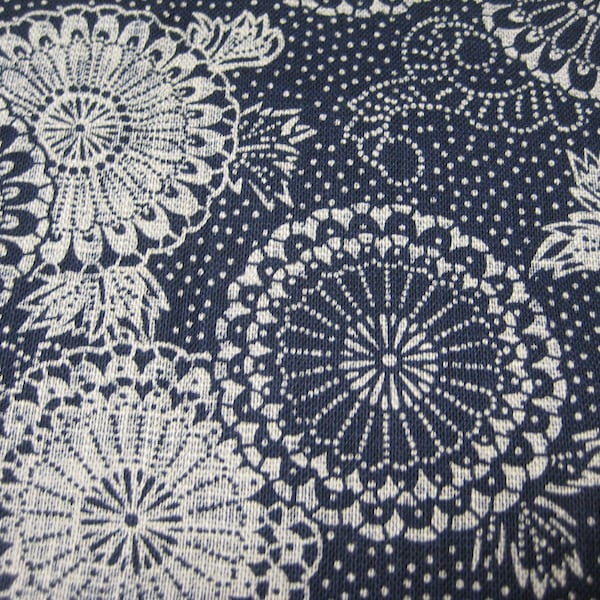 Robert Kaufman Indigo Nara Homespun Cotton Japanese Fabric Floral Medallions 100% Cotton