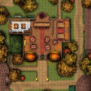 Doube Barrel Tavern DnD battle/ encounter map Roll20 Vtt ready Grid en Non Grid Varianten (2k)