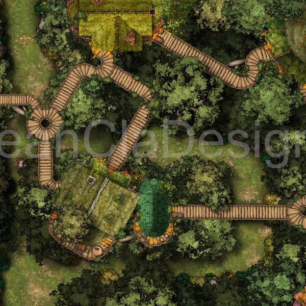Fey Tree Top Village 4k DnD Fantasy Battle Map
