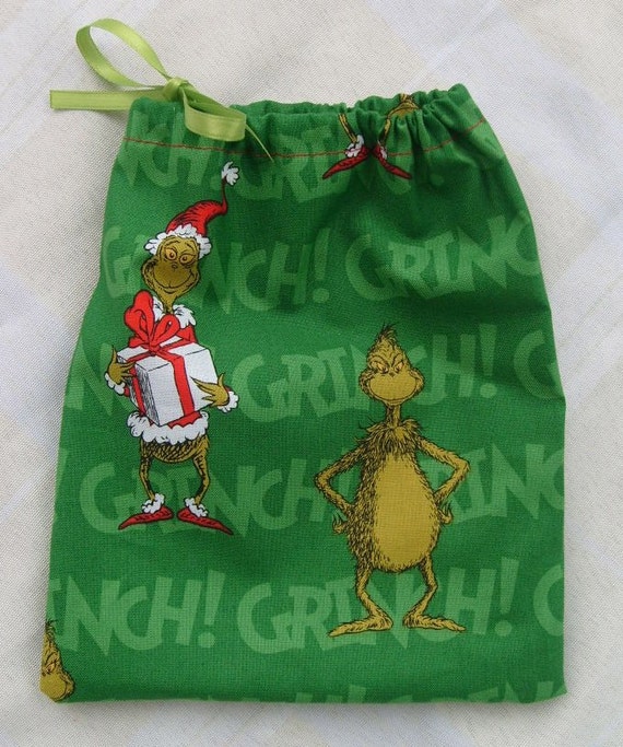 Items similar to GRINCH / Dr Seuss Cotton Holiday / Christmas Gift Bag