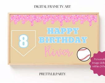 Arte para TV con helado de béisbol: Decoración de cumpleaños para TV con marco Samsung (Descarga digital)