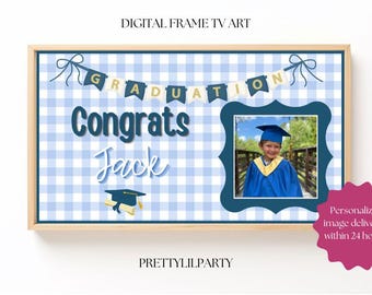 Marco personalizado para TV con el mensaje "Felicitaciones por la graduación"